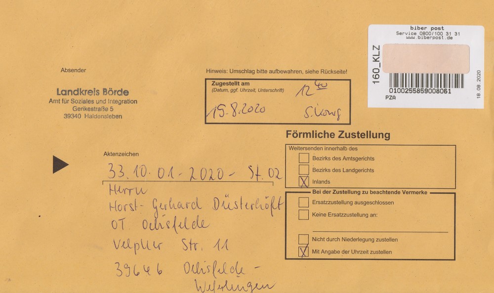 Briefumschlag Staatsangehörigkeit vom 19.08.2020 mit 1000pix